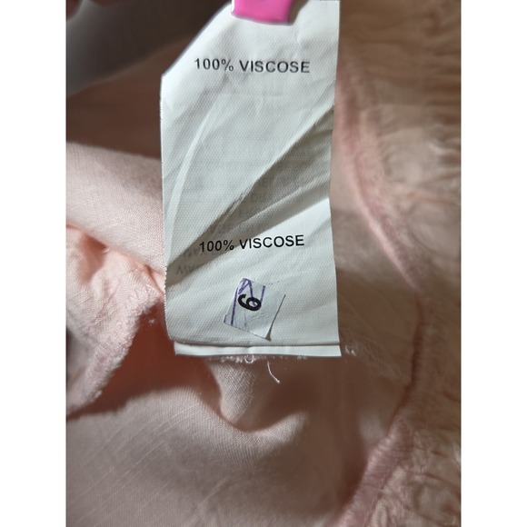 Ramy Brook Pink Fringe‎ Smocked Waist Mini Skirt Size Large Pockets Ruffle CUTE - Picture 9 of 9